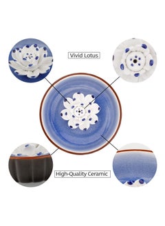 Y&D Incense Holders for Sticks, Ceramic Handicraft Lotus Stick Burner Holder, KASTWAVE 4.53 inch Ash Catcher Bowl Home Decor Yoga Meditation Spa Relaxation  - Image 2