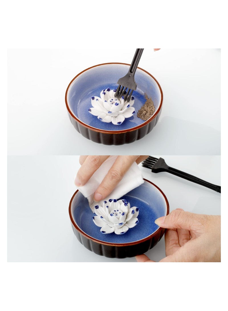 Y&D Incense Holders for Sticks, Ceramic Handicraft Lotus Stick Burner Holder, KASTWAVE 4.53 inch Ash Catcher Bowl Home Decor Yoga Meditation Spa Relaxation - Image 3