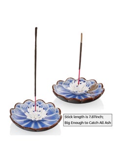 Y&D Incense Holders for Sticks, Ceramic Handicraft Lotus Stick Burner Holder, KASTWAVE 4.53 inch Ash Catcher Bowl Home Decor Yoga Meditation Spa Relaxation  - Image 5