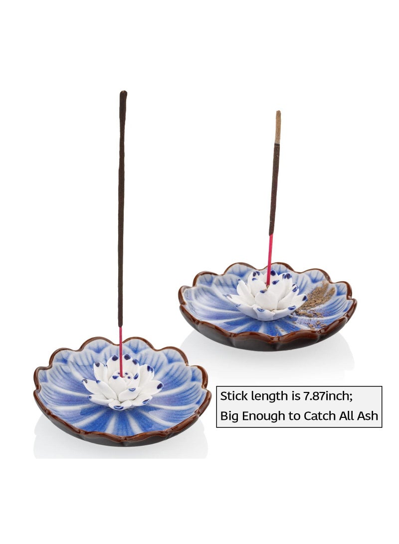 Y&D Incense Holders for Sticks, Ceramic Handicraft Lotus Stick Burner Holder, KASTWAVE 4.53 inch Ash Catcher Bowl Home Decor Yoga Meditation Spa Relaxation - Image 5