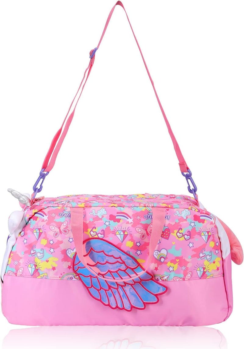 Ji and Ja Duffle Bag for Boys|Girls Kids Gym Bag Sports Travel Bag Weekender Overnight Bag Big Size for Kids/Teenagers Duffle Bag (Unicorn Pink) - Image 2