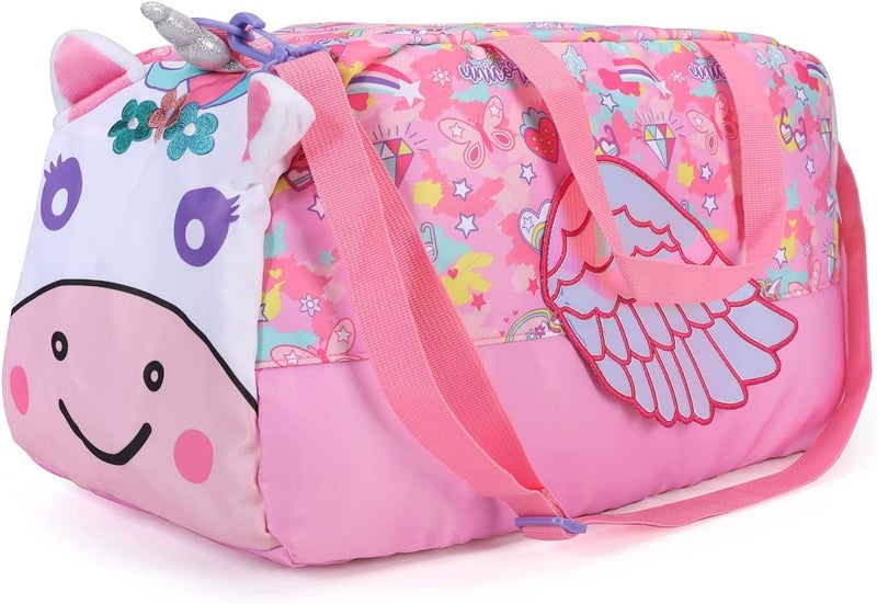 Ji and Ja Duffle Bag for Boys|Girls Kids Gym Bag Sports Travel Bag Weekender Overnight Bag Big Size for Kids/Teenagers Duffle Bag (Unicorn Pink) - Image 1