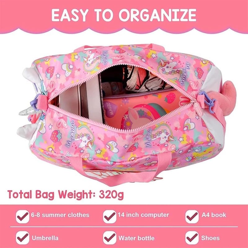 Ji and Ja Duffle Bag for Boys|Girls Kids Gym Bag Sports Travel Bag Weekender Overnight Bag Big Size for Kids/Teenagers Duffle Bag (Unicorn Pink) - Image 5