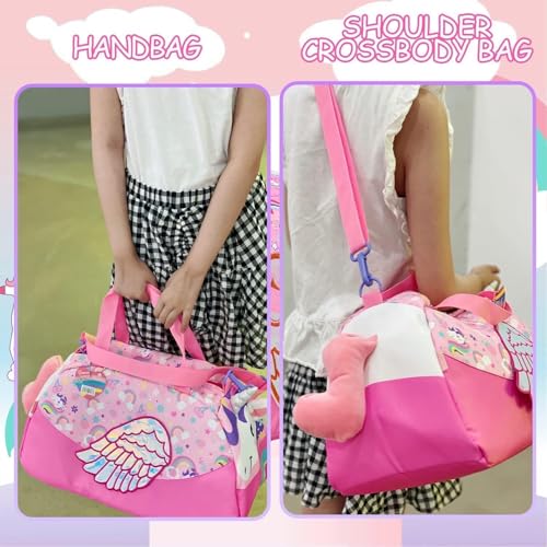 Ji and Ja Duffle Bag for Boys|Girls Kids Gym Bag Sports Travel Bag Weekender Overnight Bag Big Size for Kids/Teenagers Duffle Bag (Unicorn Pink) - Image 4