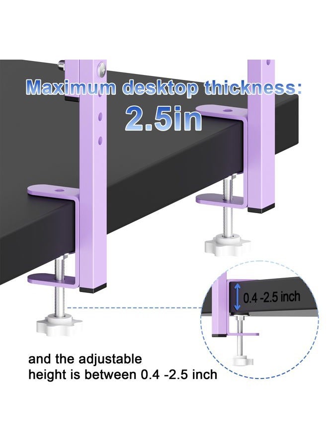 OUTIOE 2-Tier Desk Shelf, Expandable Under Desk Storage, Clamp on Desk Shelf, Desktop Accessories for Offices, Study Rooms, and Game Rooms (Purple) - Image 5