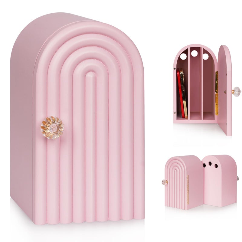 Lzttyee Phone Box for Family Time, Bamboo Cell Phone Jail, 3 Sections Hold 6 Phones, with Charging Holes, Phone Holder Self-Discipline Box, Help Kids Adults Focus Back, Mobile Phone Addiction (Pink) - Image 1