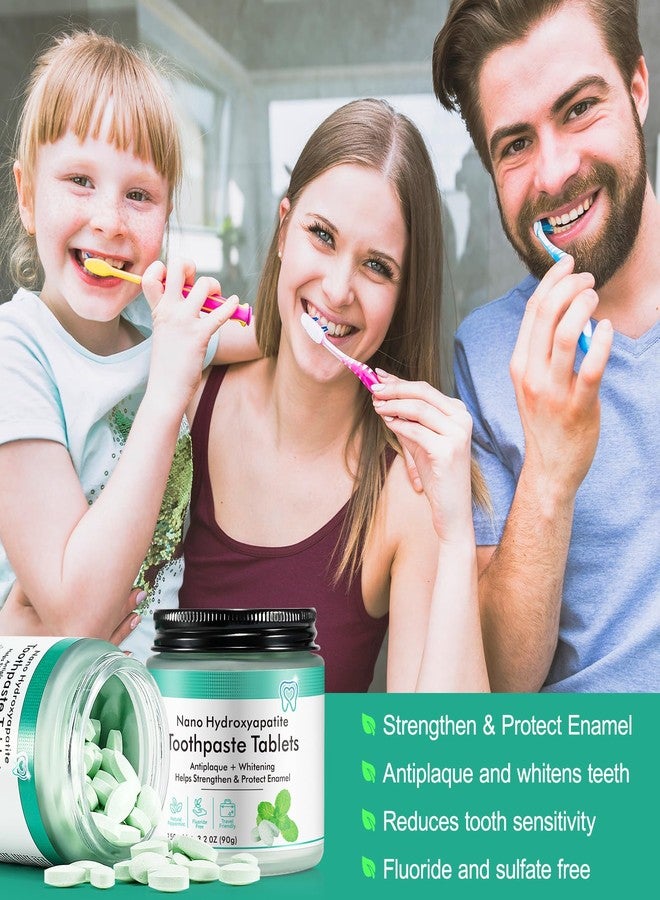 ZODENIS Toothpaste Tablets 150pcs Chewable Whitening - Nano Hydroxyapatite Toothpaste for Sensitive Teeth & Antiplaque, Natural Peppermint, Fluoride Free -Strengthen & Protect Enamel -Fresh Breath Travel Tabs - Image 3