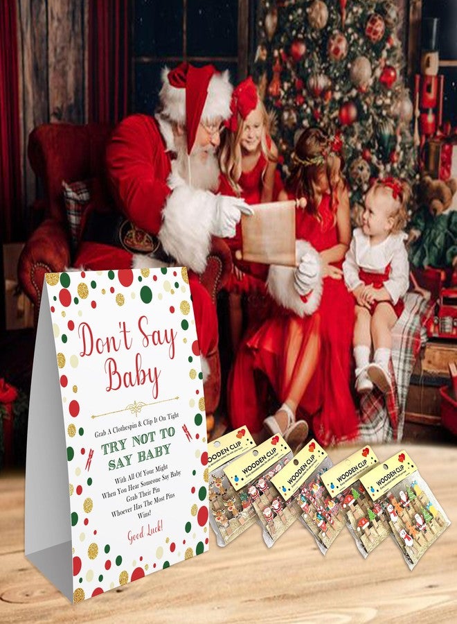 Xenseou Don't Say Baby Game,Christmas Games for Party, Christmas Baby Shower Game,Christmas Wooden Clothespins, Christmas Baby Shower Decorations-DSBB10 - Image 3