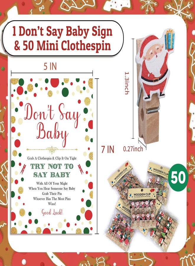 Xenseou Don't Say Baby Game,Christmas Games for Party, Christmas Baby Shower Game,Christmas Wooden Clothespins, Christmas Baby Shower Decorations-DSBB10 - Image 4