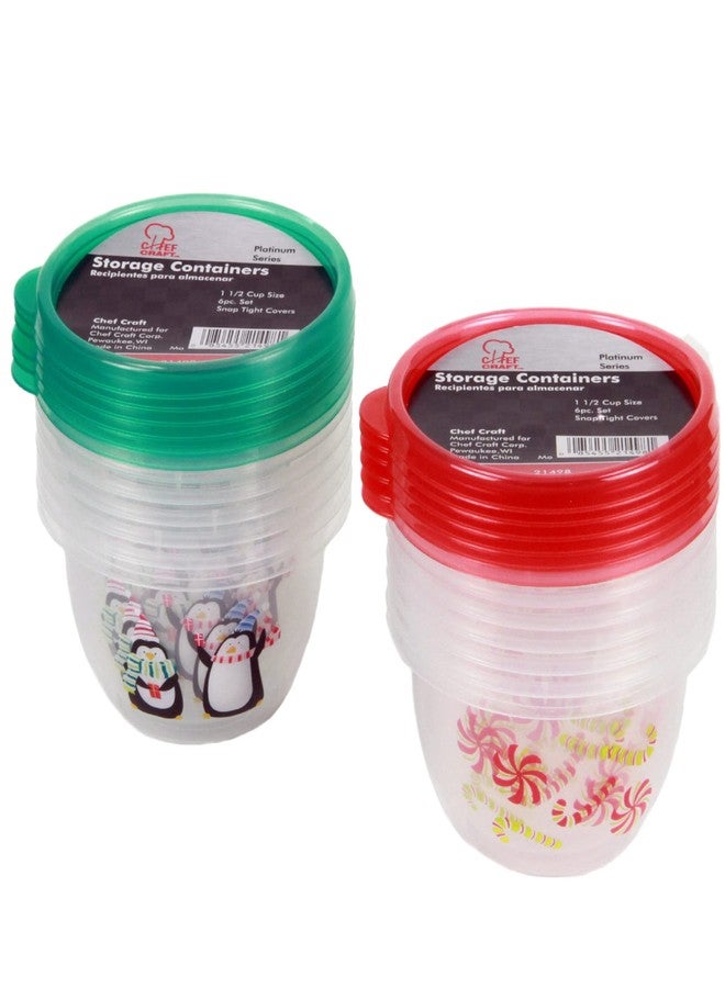 Chef Craft Select Holiday Christmas Storage Container, 1.5 Cup Capacity 6 Piece Set, Color May Vary - Image 1
