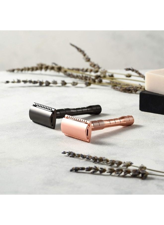 Jungle Culture - JUNGLE CULTURE Rose Gold Safety Razor with 10 Double Edge Blades • Reusable Razors for Women & Men • Single Blade Eco Razor • Plastic Free Metal Razor • US/UK Company - Image 1