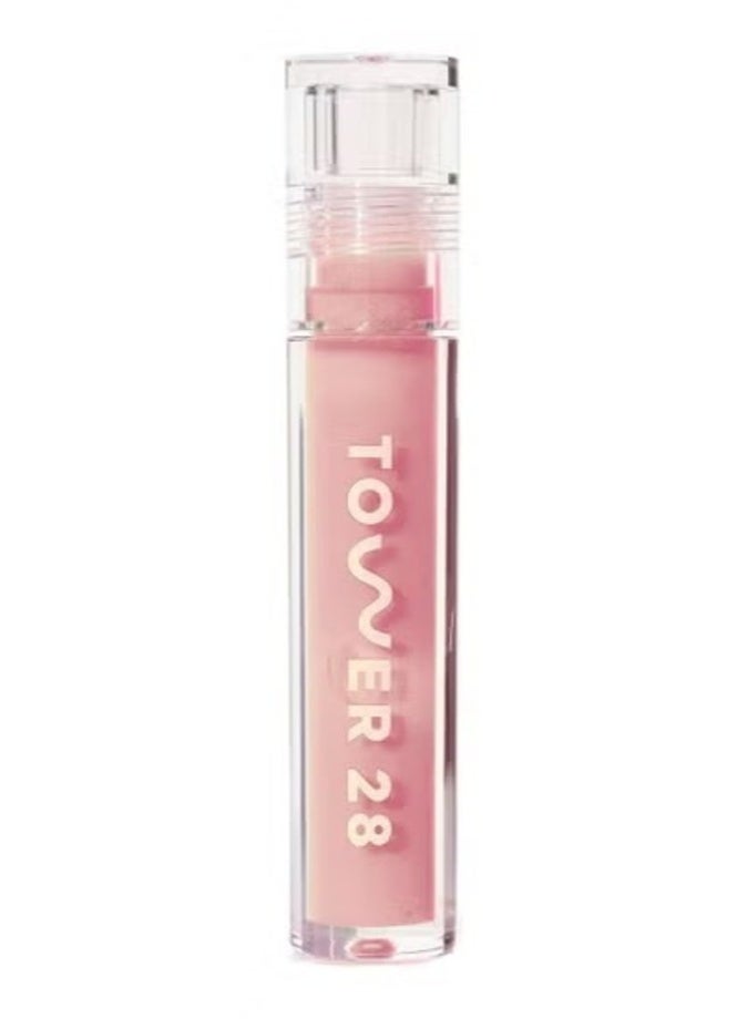 Tower 28 ShineOn Moisturizing Lip Jelly Gloss,Oat - semi-sheer, milky peachy pink  3.9g – Non-Sticky, Hydrating Lip Shine - Image 1