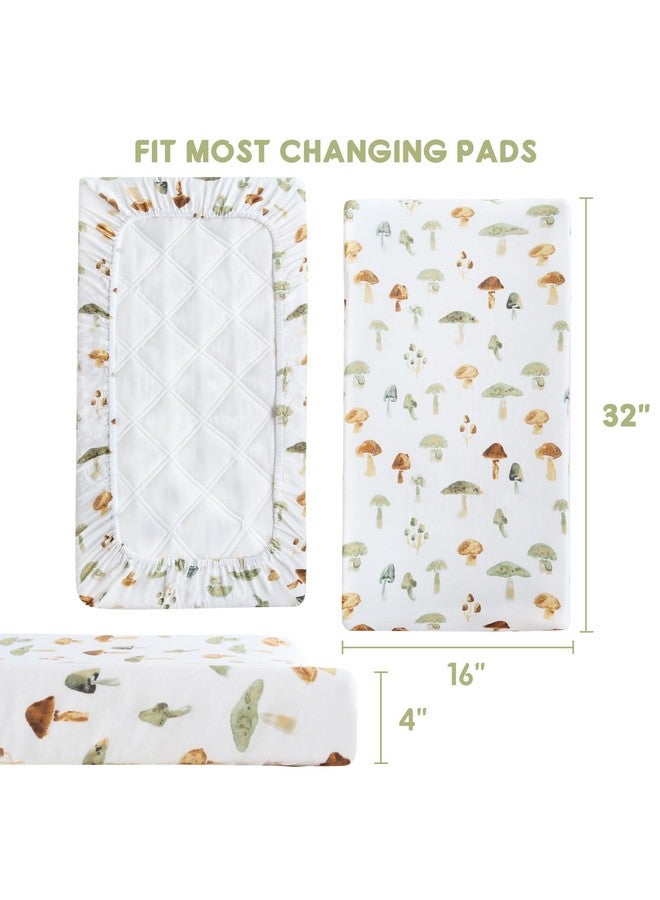 LifeTree Muslin Changing Pad Cover for Baby Girls Boys, 70% Viscose from Bamboo and 30% Cotton Natural Diaper Change Table Pad Covers, Soft Boho Changing Pad Sheets, Mushroom, 16"x32" - Image 3