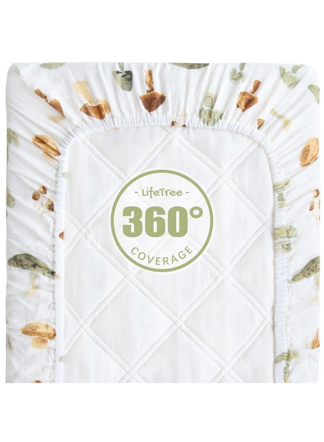LifeTree Muslin Changing Pad Cover for Baby Girls Boys, 70% Viscose from Bamboo and 30% Cotton Natural Diaper Change Table Pad Covers, Soft Boho Changing Pad Sheets, Mushroom, 16"x32" - Image 5