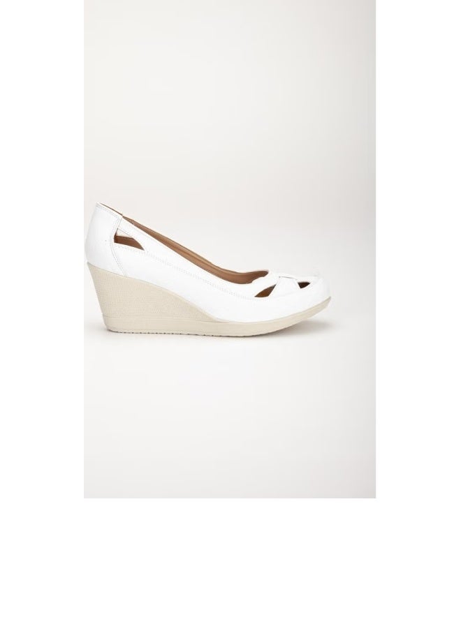 Slices Shoes Wedge Sole Orthopedic White Women's Wedge Heeled Shoes - Image 1