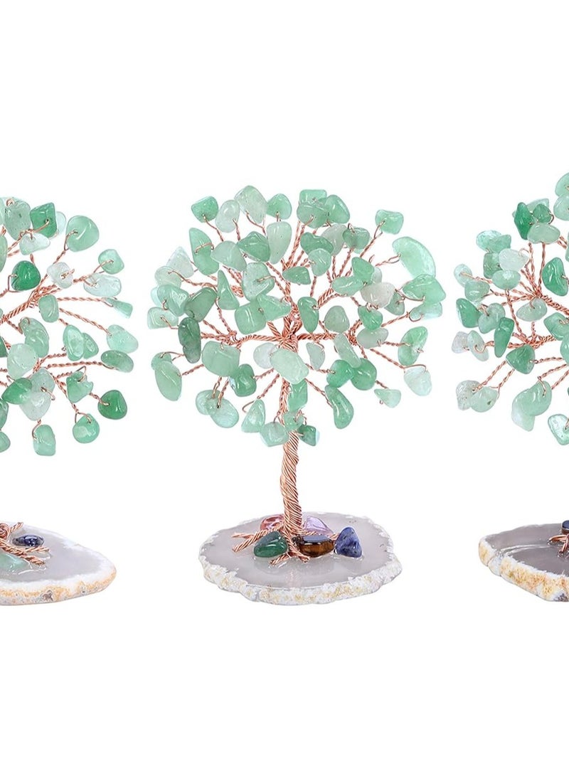 Jovivi Natural Green Aventurine Crystal Tree on Agate Slice Base Healing Stones Gem Money Tree for Home Office Table Decorations - Image 3