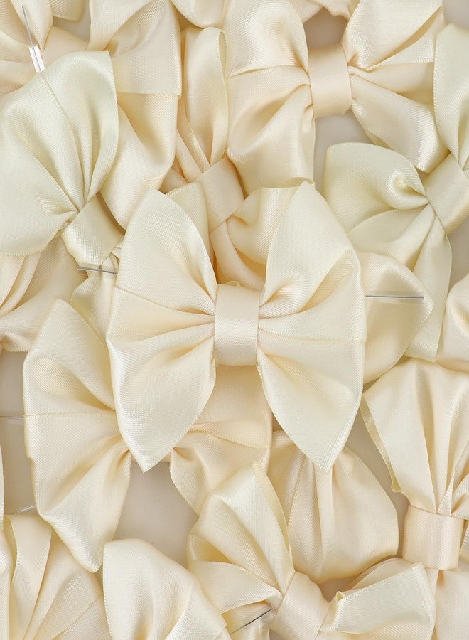 AIMUDI Ivory Satin Ribbon Bows with Twist Ties for Treat Bags 3.5" Ivory Bows for Crafts Small Bows for Gift Wrapping Premade Bows for Cake Pop Candy Apples Gift Bags Wedding Baby Shower -24 Counts - Image 4