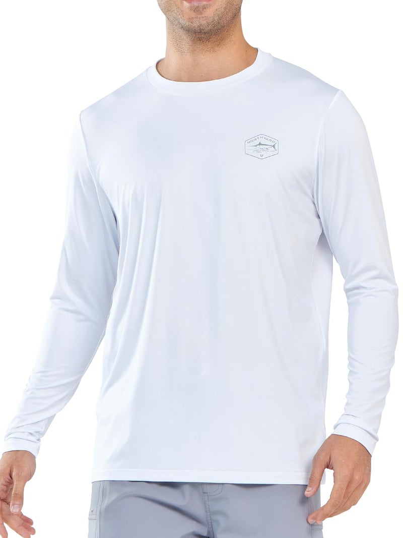 NORTHYARD Men's Swim Shirts Sun Protection Long Sleeve Beach Rash Guard UPF 50+ SPF UV Fishing T-Shirt Quick Dry Lightweight White L - Image 2