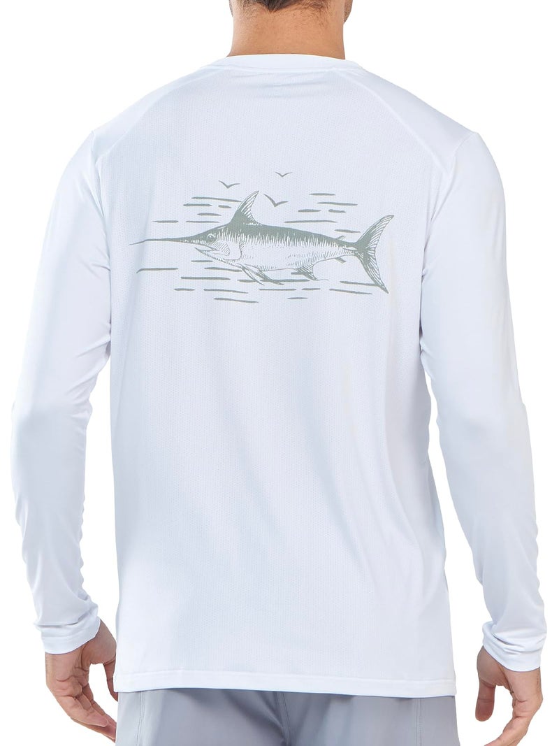 NORTHYARD Men's Swim Shirts Sun Protection Long Sleeve Beach Rash Guard UPF 50+ SPF UV Fishing T-Shirt Quick Dry Lightweight White L - Image 1