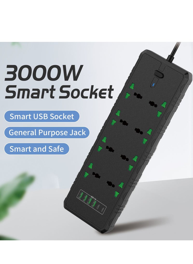 GULFLINK Power Extension Cord 2 Meter Cable With 8 Power Socket 4 USB 2 PD Power Strip Black - Image 3