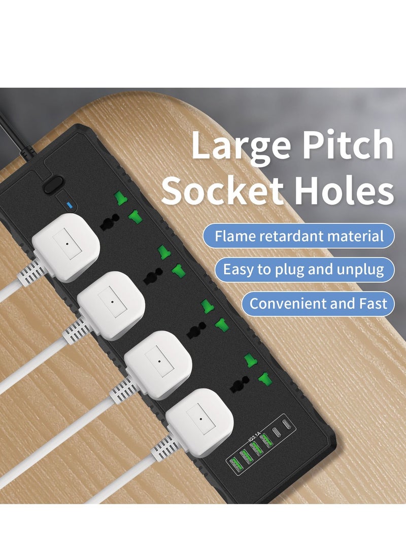 GULFLINK Power Extension Cord 2 Meter Cable With 8 Power Socket 4 USB 2 PD Power Strip Black - Image 4