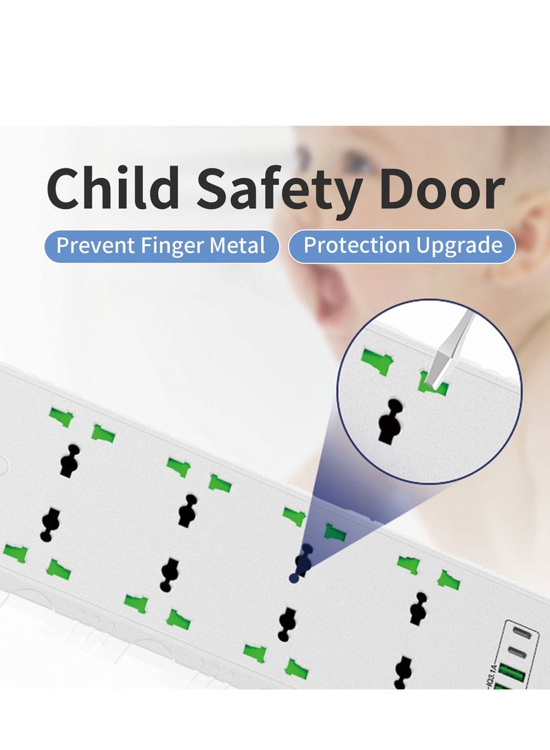 GULFLINK Power Extension Cord 2 Meter Cable With 8 Power Socket 4 USB 2 PD Power Strip Black - Image 5