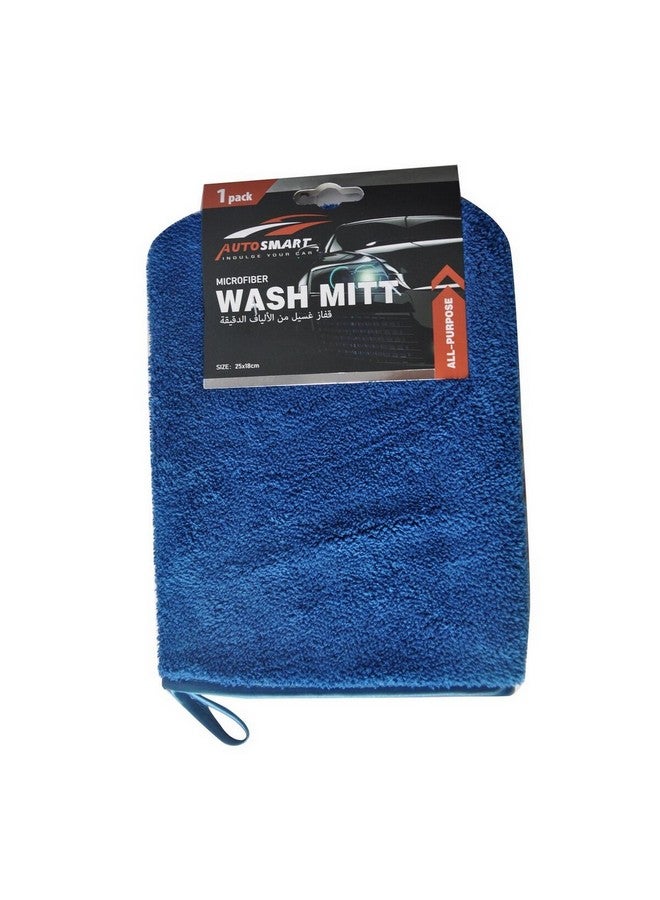 AUTOSMART Super Soft and Highly Water Absorbent Microfiber Wash Mitt Blue 25 x 18 cm MT028 - Image 3