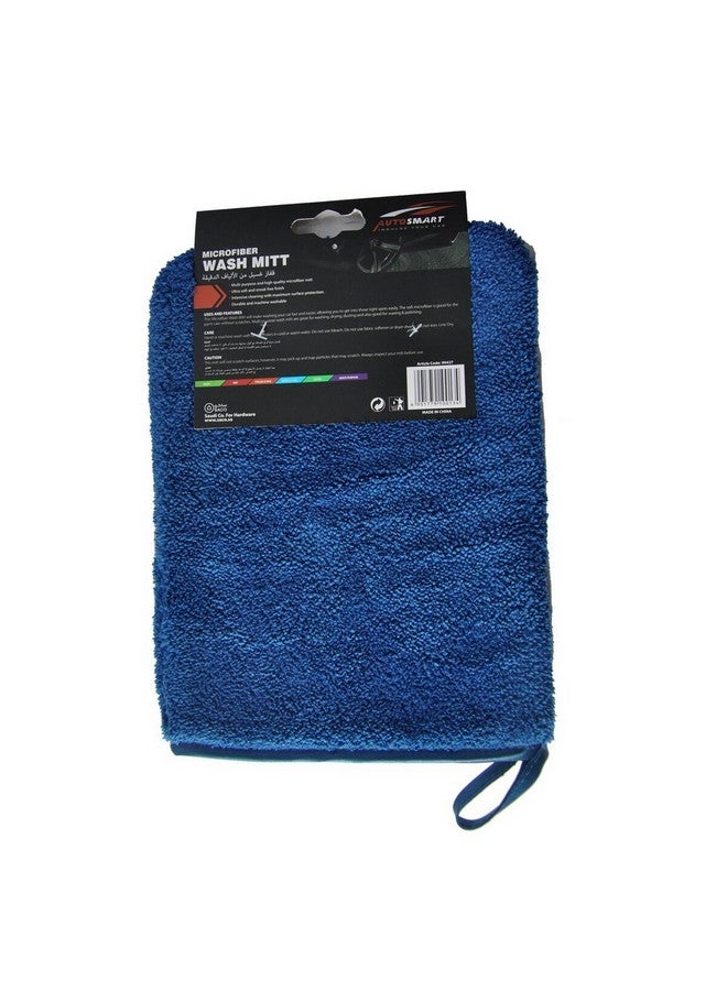 AUTOSMART Super Soft and Highly Water Absorbent Microfiber Wash Mitt Blue 25 x 18 cm MT028 - Image 2
