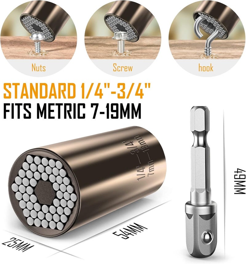 Lenski Valentines Day Gifts for Him, Super Socket Gifts for Men, Universal Socket Tool Mens Gifts for Husband Dad Adults, Grip Set with Power Drill Adapter, Birthday Gifts for Men Him - Image 2