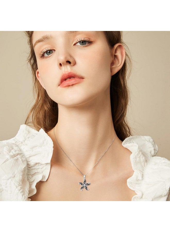 Dolphers Starfish Vintage Style Lab Grown Diamond Necklace 925 Sterling Silver Starfish Pendant Lab Grown Diamond Ocean Sea Life Necklace Jewelry For Women - Image 5