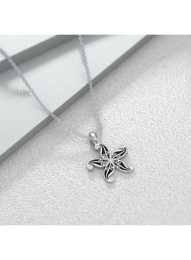 Dolphers Starfish Vintage Style Lab Grown Diamond Necklace 925 Sterling Silver Starfish Pendant Lab Grown Diamond Ocean Sea Life Necklace Jewelry For Women - Image 3