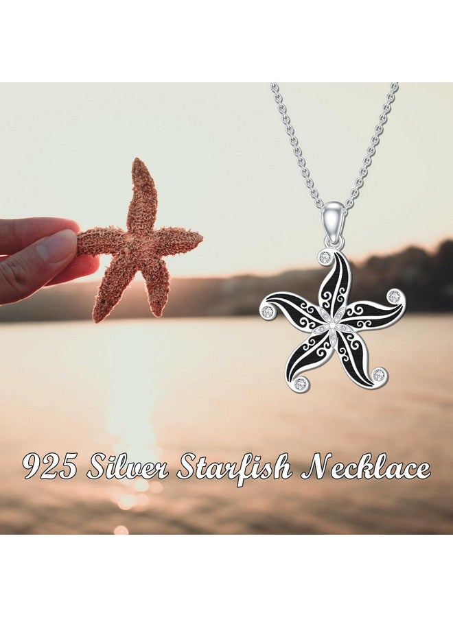 Dolphers Starfish Vintage Style Lab Grown Diamond Necklace 925 Sterling Silver Starfish Pendant Lab Grown Diamond Ocean Sea Life Necklace Jewelry For Women - Image 4