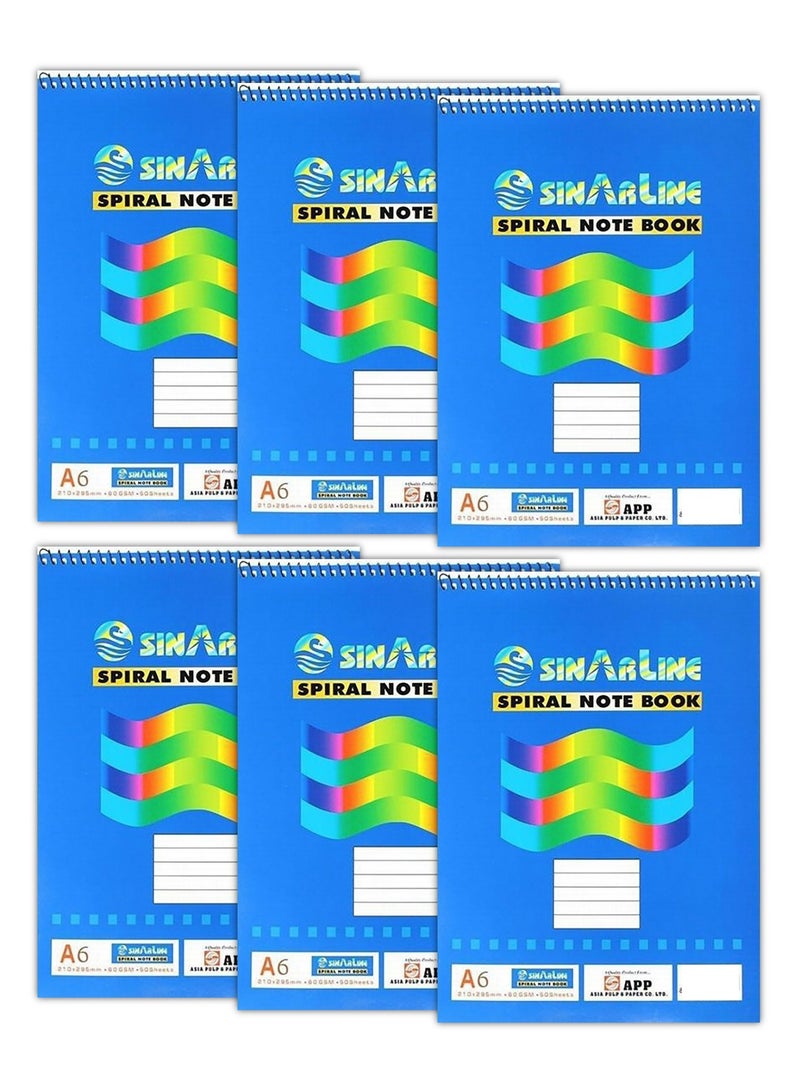 SINARLINE 6-Piece A6 Size Top Spiral Memo Notepad 50 Sheets - Image 1