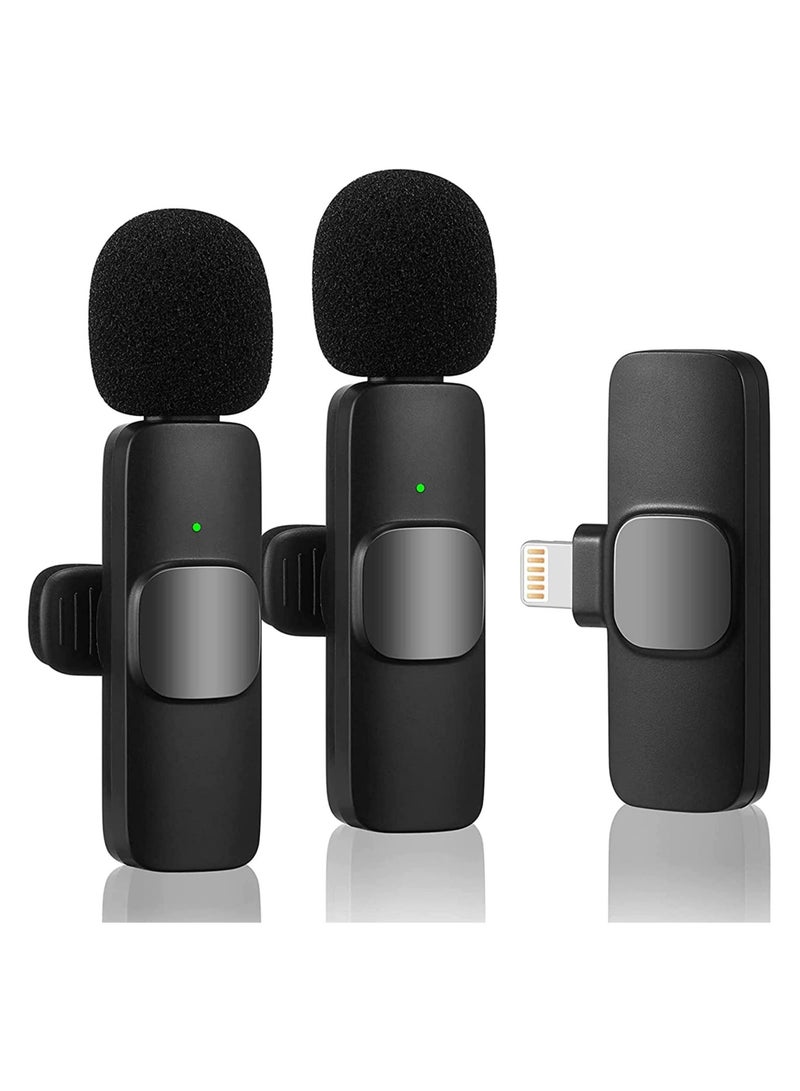 Wireless Lavalier Microphone for iPhone iPad, Plug-Play Wireless Mic for Recording, Live Stream, YouTube, TikTok, Facebook, Noise Reduction Auto