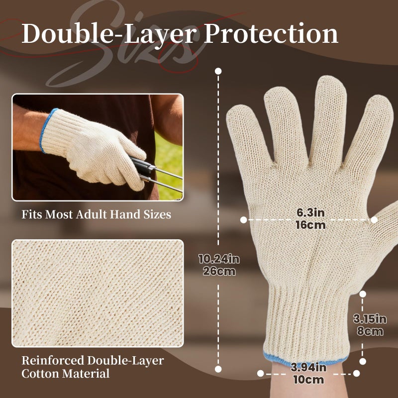Hovico Heat Resistant Oven Gloves, Ove Glove BBQ Gloves Heat Resistant Cooking Oven Mitts with Fingers Grilling Glove, Full Hand Protection, Grill Gloves for Outdoor Hot Food Handling (Set of 2) - Image 2