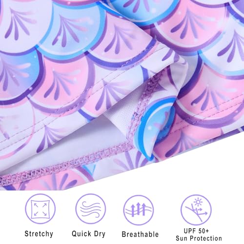 Vogseek Girls Two Pieces Rash Guard Swimsuit 5t 6t Mermaid Scales Purple Long Sleeve UPF 50+ Bathing Suit Quick Dry Breathable Swimming Sets for Kids Girl Size 6 - Image 4