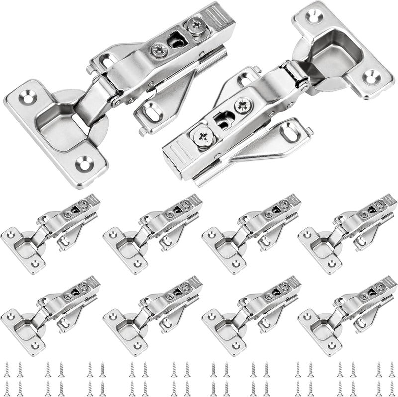 ROTESONNE 10 Pack 1/2'' Overlay Face Frame Soft Close Hidden Cabinet Hinges, 105 Degree 3D Adjustable Clip On Plate Concealed Kitchen Cupboard Door Hinges with Screws - Image 1