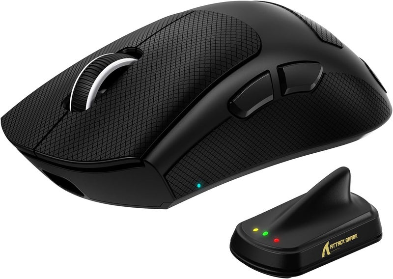 MAMBASNAKE فأرة ألعاب لاسلكية MAMBASNAKE x ATTACK SHARK V8، وزن فائق الخفة 59 جرام، مستشعر PAW3950MAX، دونجل SHARK 8K، ثلاثية الأوضاع (2.4G/بلوتوث/سلكي)، تصميم مريح لليد اليمنى، برنامج قائم على الويب - Image 1