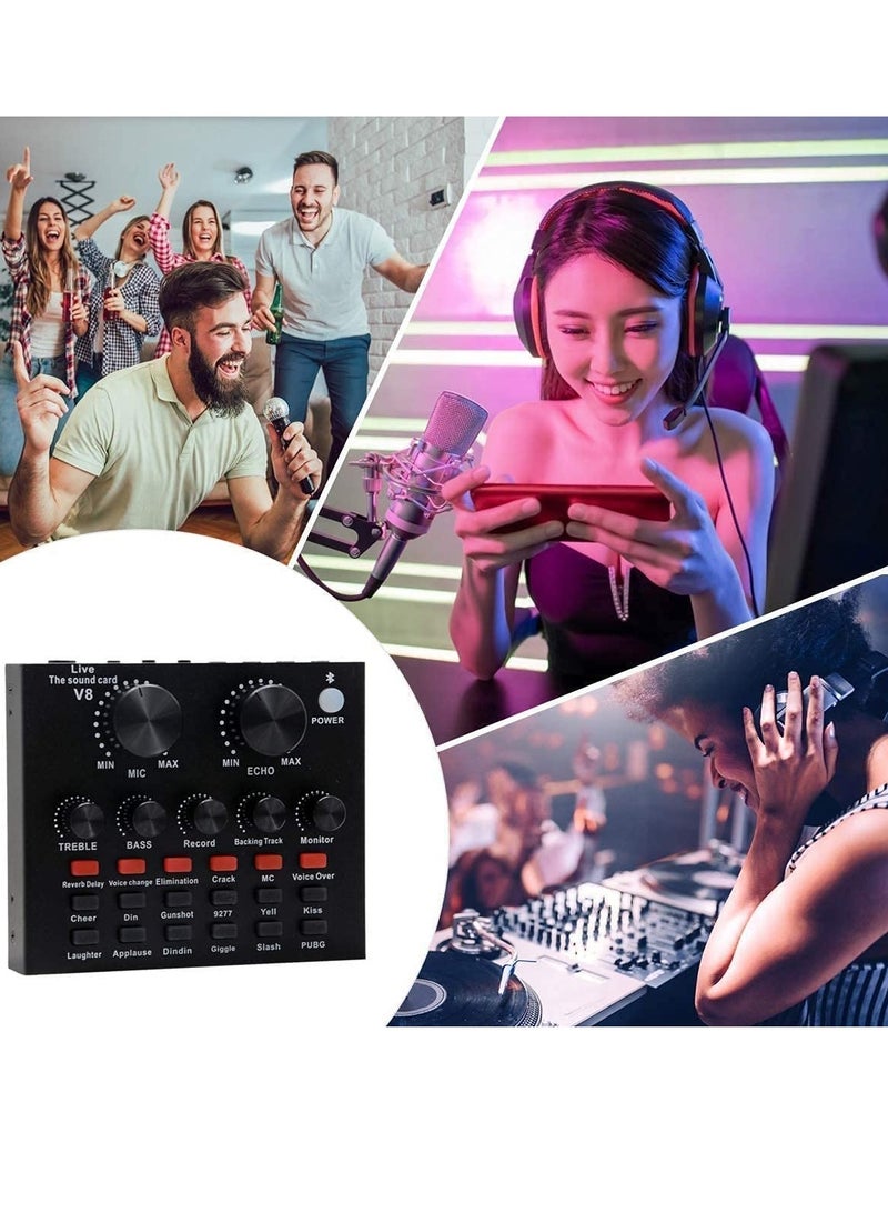 Microphone,Live Sound Card & BM800 Suspension Microphone Kit Broadcasting Recording Condenser Microphone Set Intelligent Volume Audio Mixer Sound Card for Computer PC Live Sound  - Image 3