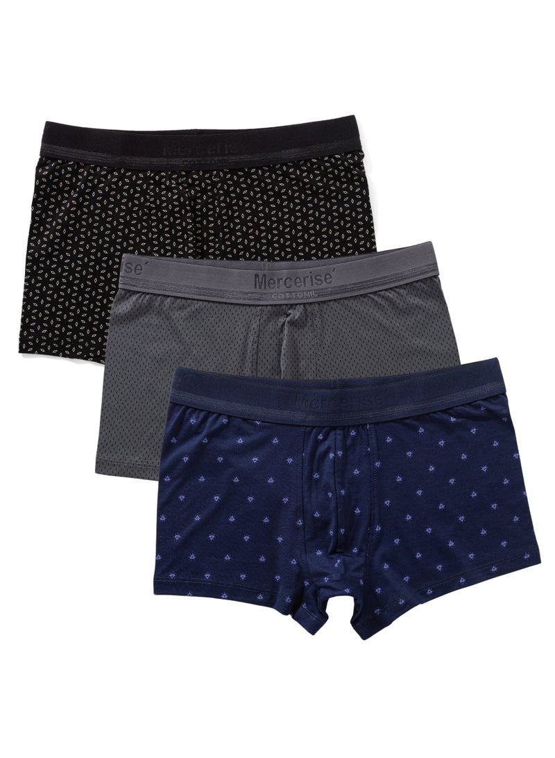 COTTONIL Pack Of 3 Design Mercerise Cotton Boxer For Men  - Image 1