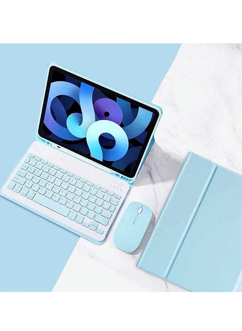 Arabic and English Keyboard Case for iPad Air 5th Gen (2022) / iPad Air 4th Gen (2020)10.9 Inch Detachable Wireless Keyboard Pencil Holder Slim Leather Smart Cover with Mouse - Image 1
