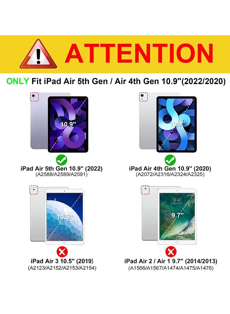 Arabic and English Keyboard Case for iPad Air 5th Gen (2022) / iPad Air 4th Gen (2020)10.9 Inch Detachable Wireless Keyboard Pencil Holder Slim Leather Smart Cover with Mouse - Image 3