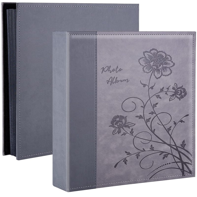 Artmag Photo Album 4x6 1000 Photos Large Capacity Wedding Family Leather Cover Picture Albums Holds Horizontal and Vertical 4x6 Photos with Black PagesGrey