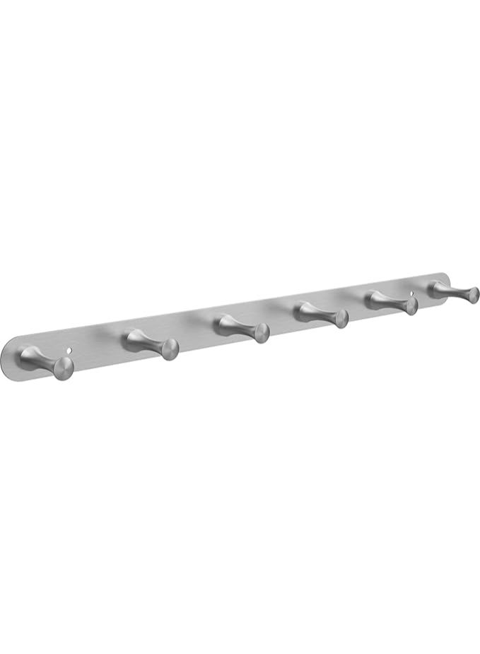 DGYB DGYB Coat Rack Wall Mount 6 Brushed Nickel Coat Hooks Wall Mount Stainless Steel 16 inch Towel Hanger for Bathroom Bedroom Mudroom Entryway - Image 1