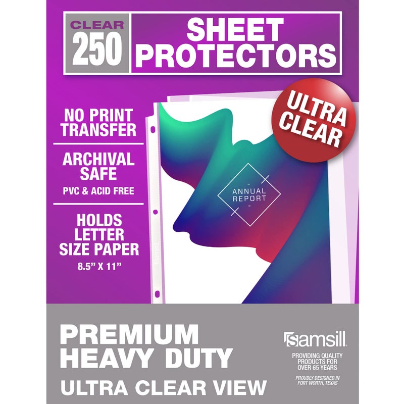 Samsill Ultra Clear Sheet Protectors, 250 Pack, 8.5x11 Inch Page Protectors for 3 Ring Binder, Premium Heavy Duty, Letter Size, Top Loading, Acid Free - Image 1