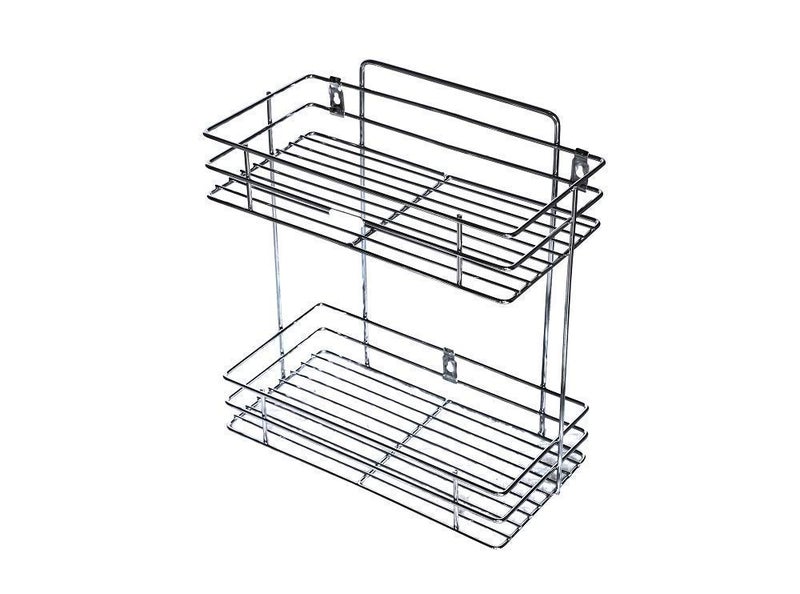 Nirvik Stainless Steel 2 Layer Wall Mount Kitchen Rack Organizer Bathroom Shelves Kitchen Container - Image 2