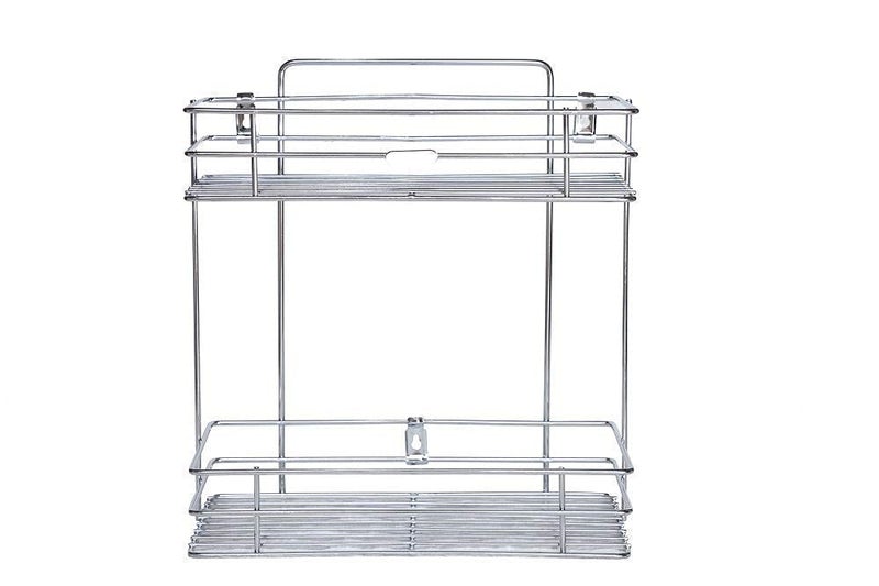Nirvik Stainless Steel 2 Layer Wall Mount Kitchen Rack Organizer Bathroom Shelves Kitchen Container - Image 3