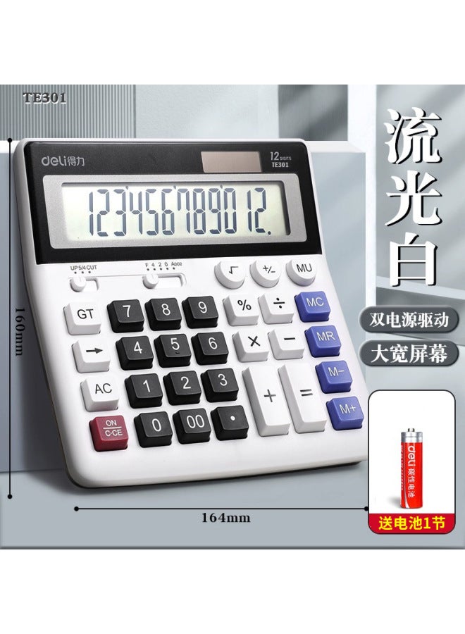 Deli Te301 Big Button Financial Calculator Office Student Accounting Special Solar Energy Multi-function Calculation - Image 1