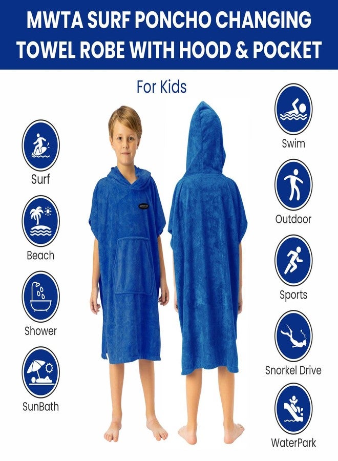 MWTA Surf Poncho for Kids with Hood, Quick Dry 80% Microfiber Polyester Changing Robe Beach Towel W/Outside Pocket - Outdoor, Surfing, Swimming, Bathing, Travelling, Camping, Pool (Royal Blue)… - Image 4