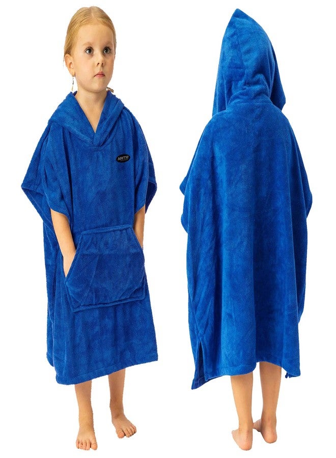 MWTA Surf Poncho for Kids with Hood, Quick Dry 80% Microfiber Polyester Changing Robe Beach Towel W/Outside Pocket - Outdoor, Surfing, Swimming, Bathing, Travelling, Camping, Pool (Royal Blue)… - Image 1